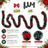 28-Piece Red Bow & Green Christmas Tinsel Garland - Dense & Shiny Holiday Sequin Party Wreath for Tree and Indoor/Outdoor Decor