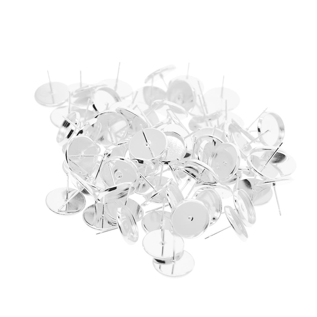 100шт Заготовки для сережек-пусетов Кабошон Пустой ободок для установки основания Золотой 12мм