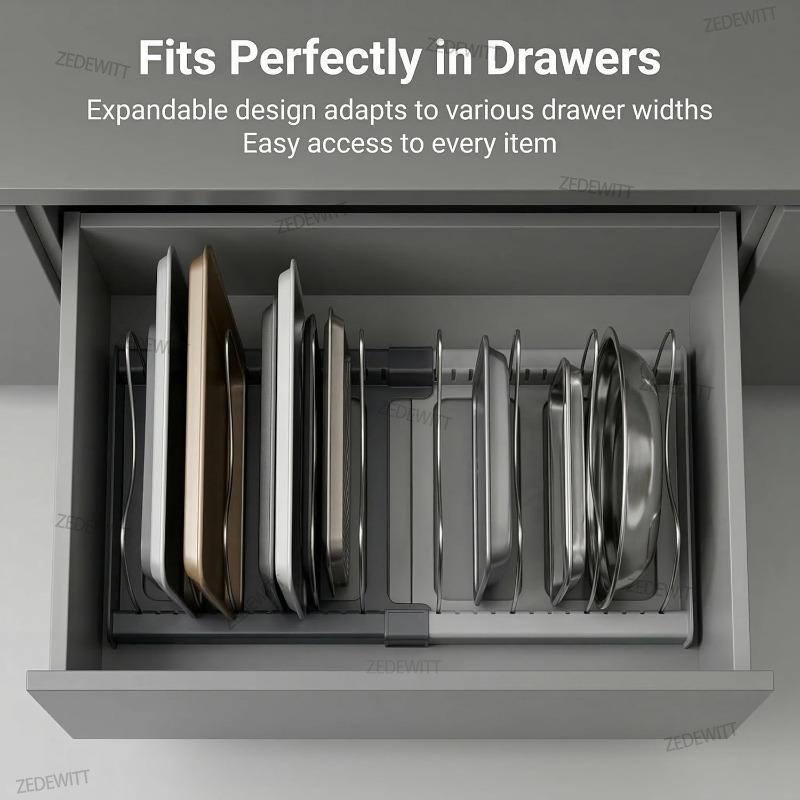 Xiaomi Dish Rack Organizer Durable Expanding Stainless Steel Storage Rack Kitchen Cabinet For Pan Pot Lid Cutting Board Drying Cookware