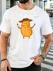 Unisex Crew Neck Tee Funny Cartoon Potato With Hat Text Print Short Sleeve Top Summer Daily Outdoor Loose Soft Casual Basic Wear