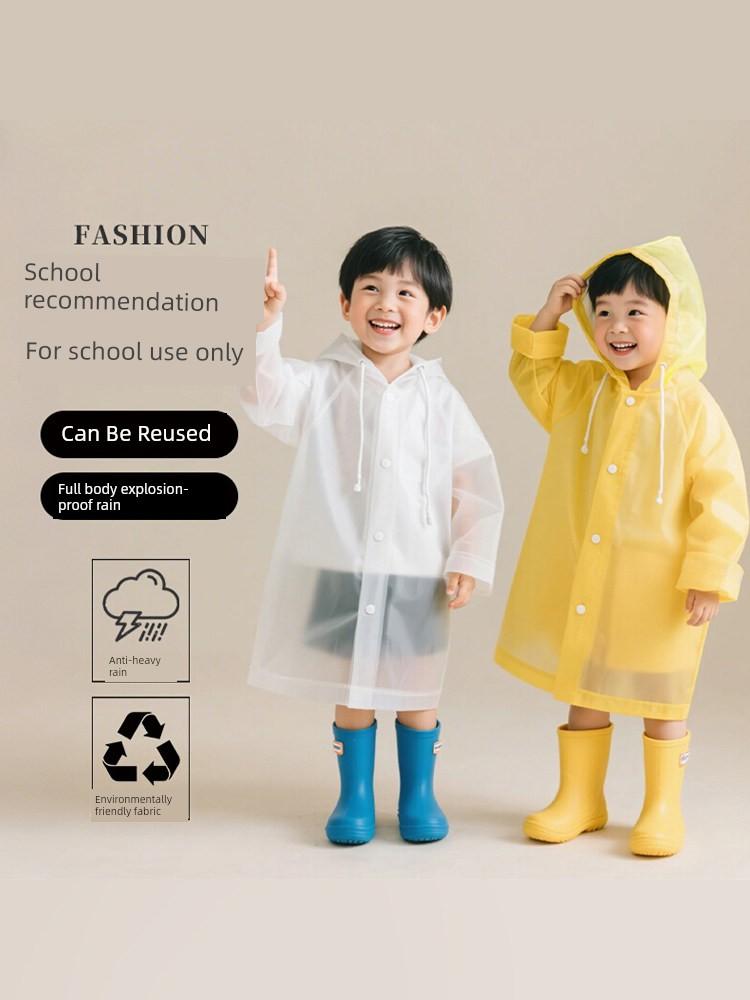 Disposable Raincoat for Children, Card-Style, Long, Full-Body, Heavy Rain Protection, Thickened, Portable, Suitable for School, Can Be Carried as a