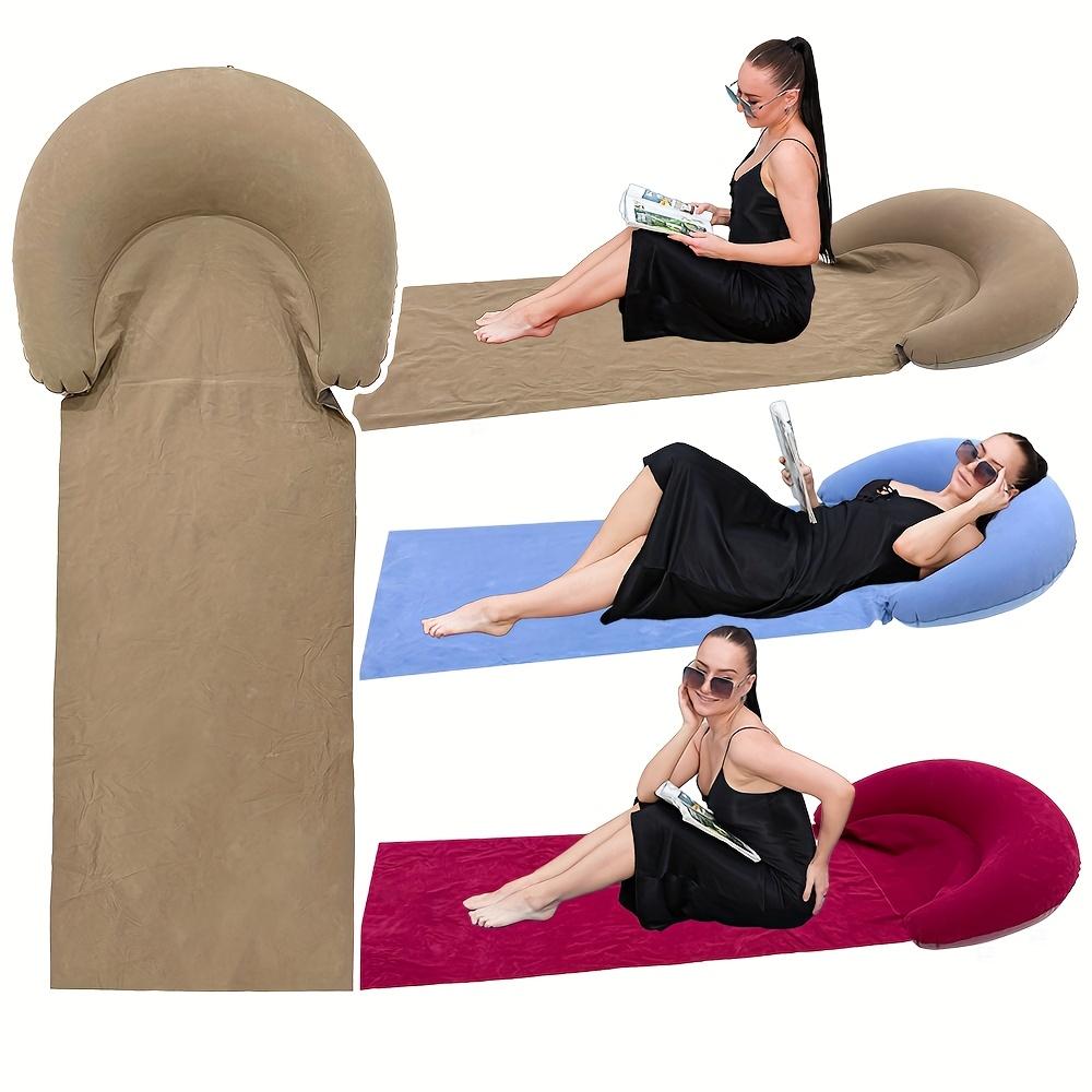 1Pc Inflatable Beach Mat, PVC Inflatable Cushion, Foldable Beach Sleeping Pad, Suitable For Outdoor Activities, Moisture-Proof And Portable Design