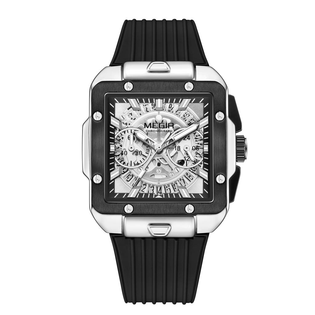 Часы для мужчин Роскошные спортивные кварцевые наручные часы с силиконовым ремешком Светящиеся стрелки Дата Мужской хронограф Часы Reloj Hombr