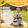 Kids Ride On Car Dinosaur Foot To Floor Slider With Storage Toddler Walker With Light Sounds Cream