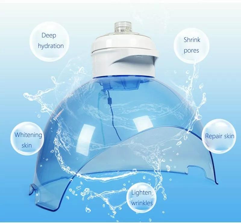 Аппарат для нанесения водородно-кислородной маски для лица – светодиодный фотонный терапевтичесий парогенератор Nano Spray, красный и синий свет для лечения акне, борьбы со старением, омоложения кожи