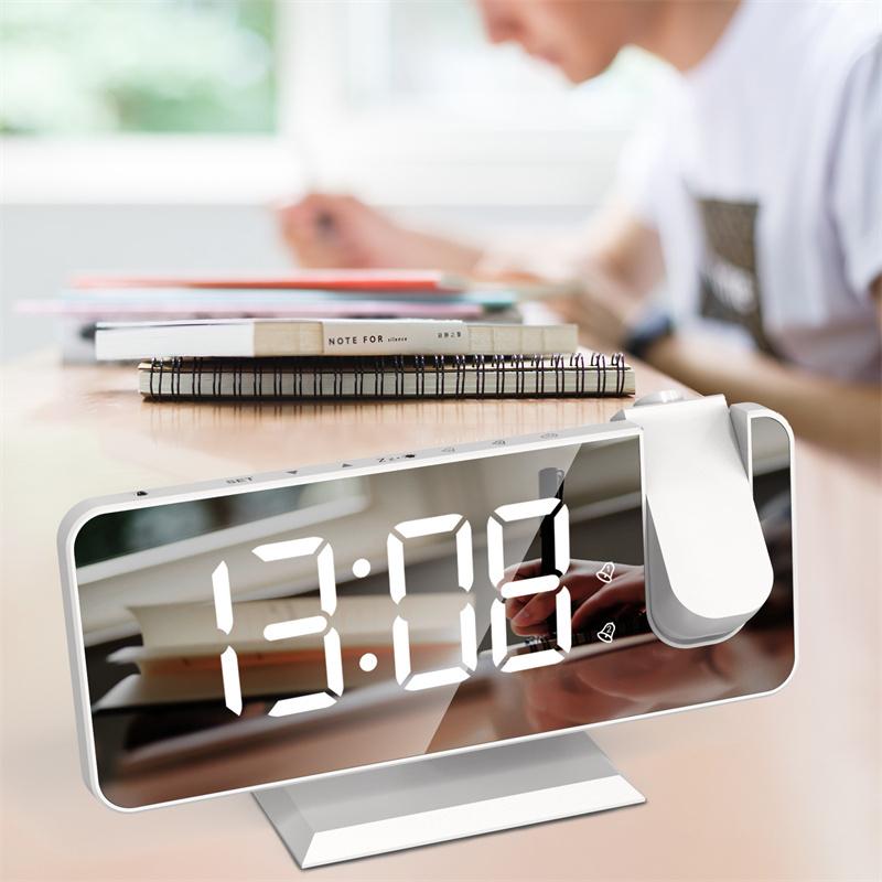 Модернизированный проекционный будильник для спальни, потолочные часы с проектором и цифровым светодиодным дисплеем температуры и влажности;