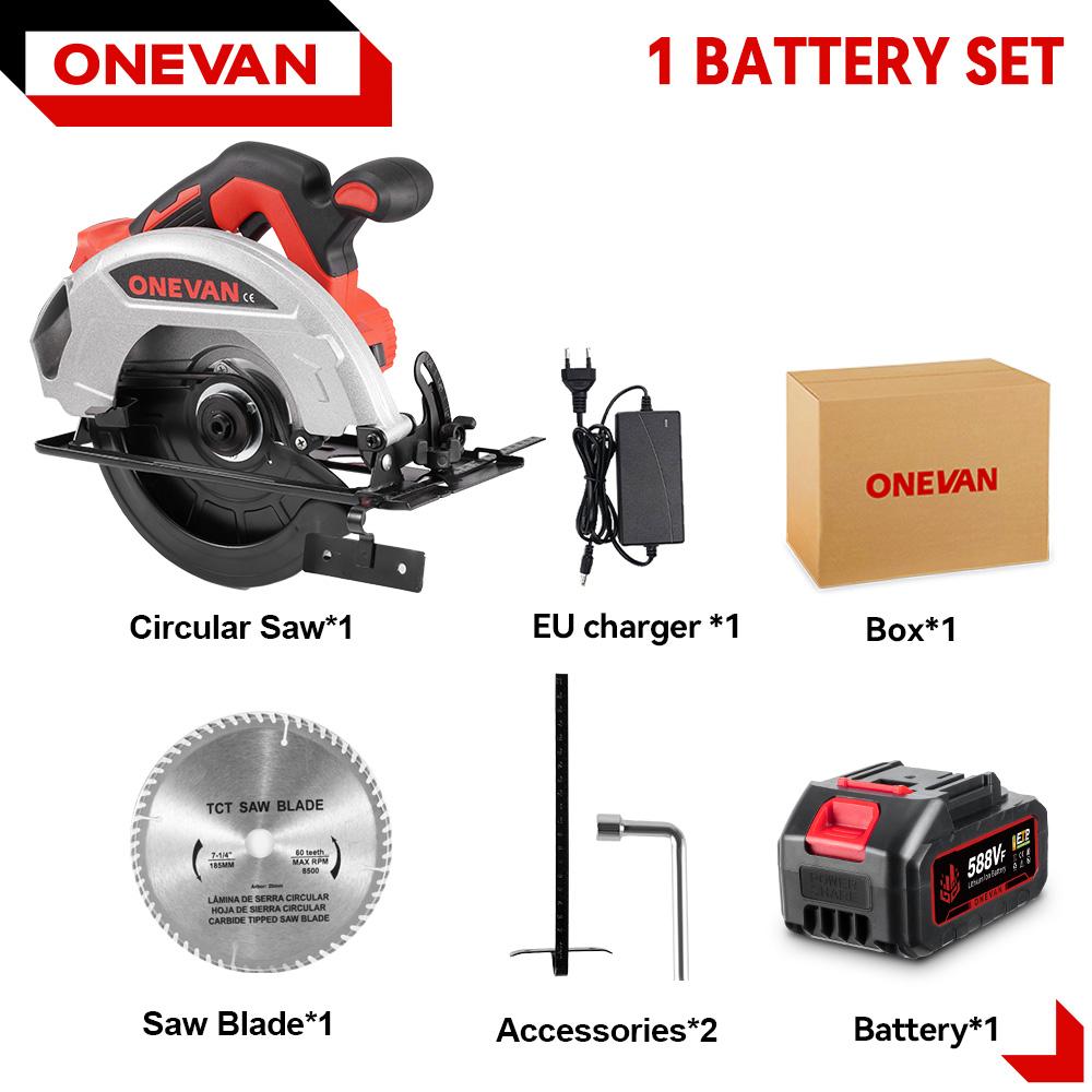 ONEVAN 7Inch 185mm Brushless Electric Circular Saws Cordless Adjustable Woodworking Cutting Power Tool For Makita 18V Battery