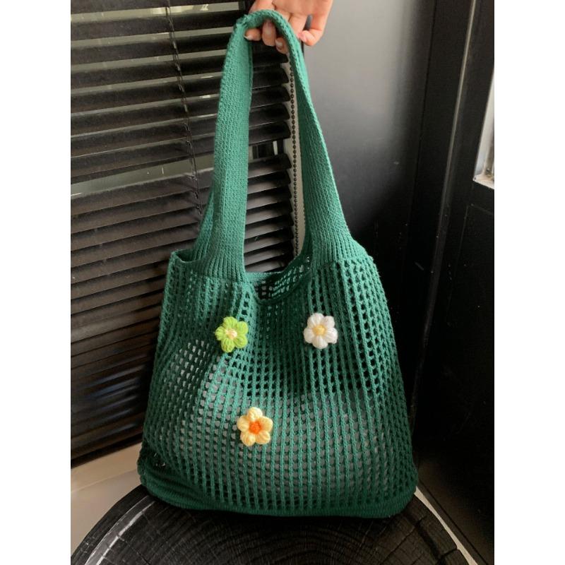 Женская сумка, плетеная вручную, вязаная сумка, простая, выдолбленная, сумка через плечо