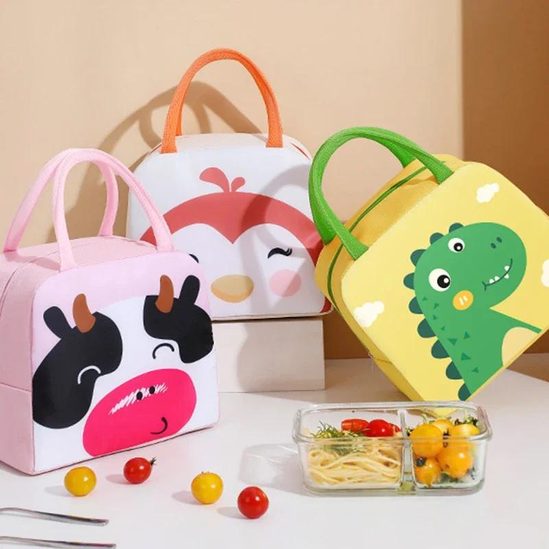 Cartoon Children's Lunch Bag Thermal Insulation Aluminum Film High Quality Waterproof Oxford Cloth Portable Lunch Bags Tote New