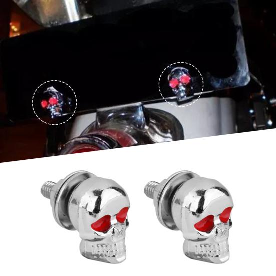 2Pcs Skull Bolt 3D Design Easy-Installation Electroplating Not Easy To Rust High Impact Resistant Decoration