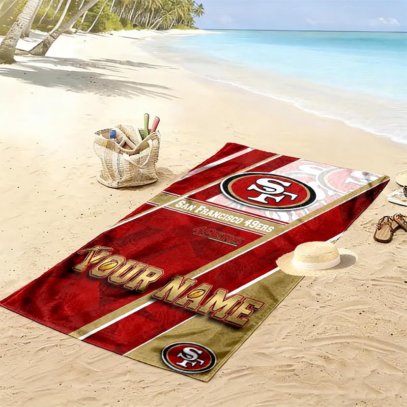 Name Custom SF 49ers Print Beach Towel, Large Soft Quick Dry Towel for Beach Camping Swimming