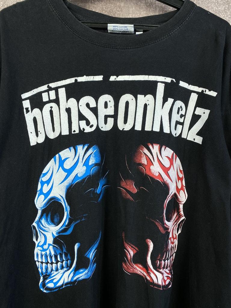 Футболки с группами × Винтажные Böhse Onkelz Винтажная футболка рок-группы 90-х Футболка для тура Размер Футболка Onkelz Global Tour Уличная Hip Hop Оверсайз Y2k Повседневная одежда