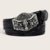 In-Stock Western Bull Head Buckle Leather Belt - Trendy Retro Punk Style for Men & Women