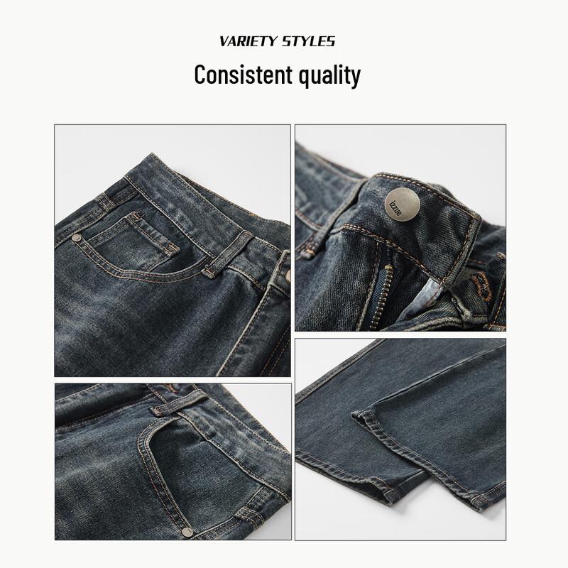 Мужские джинсы Izzue в стиле ретро, свободного прямого кроя