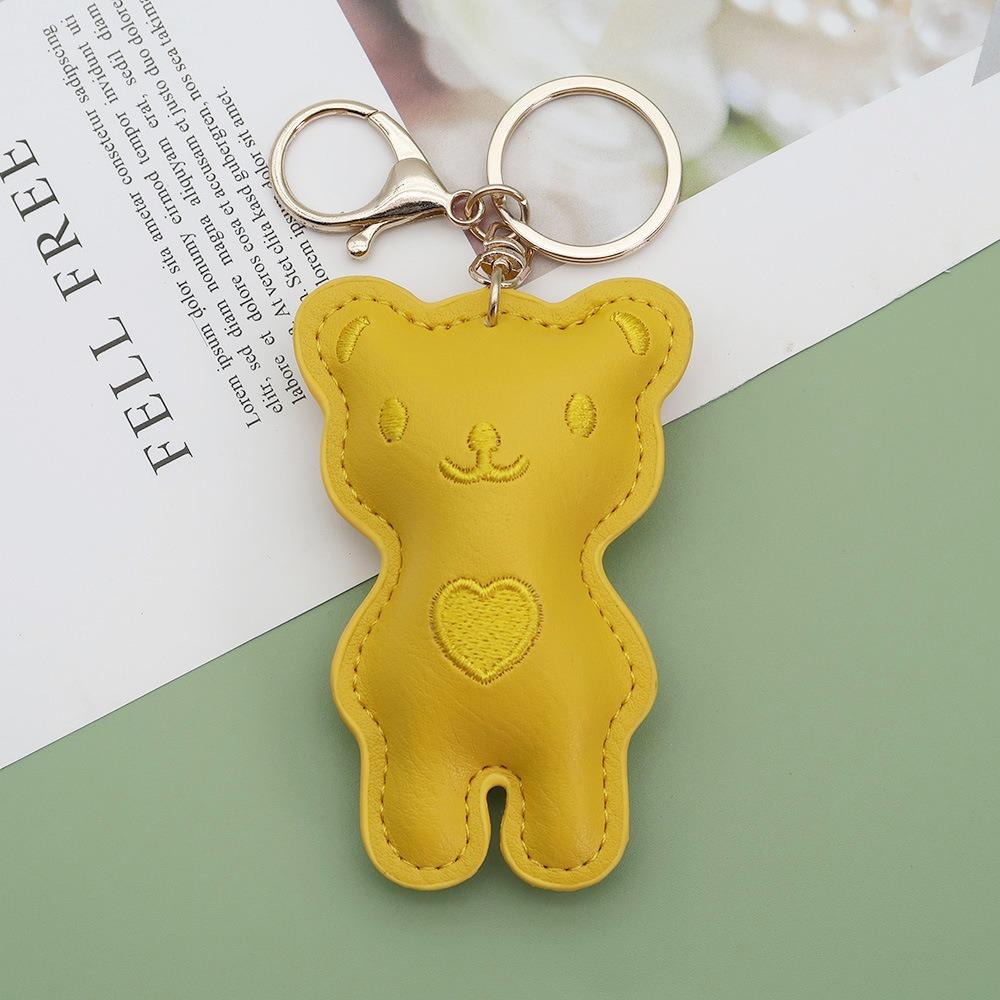 Fashion PU Leather Embroidery Bear Hanger Cute Heart Bears Bag Pendant  Backpack Decoration