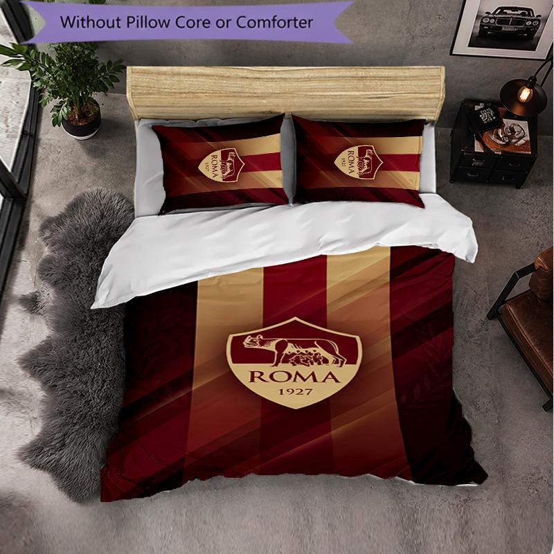 AS Roma Themed Bedding 3Pcs Duvet Cover Set Decorative Bed Linen For Teen Room Home Decoration