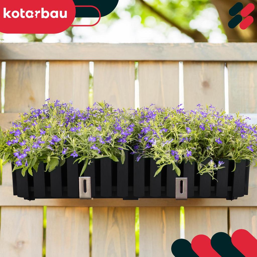 Balcony Flowerpot Box For Railing Rustic Anthracite 60 Cm 6 Pcs