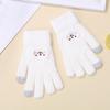 New Embroidered Gloves Female Cute Cartoon Smiley Bear Autumn and Winter Warm and Cold-proof Men's and Women's Knitted Gloves