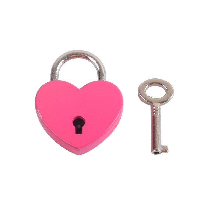Антикварный стиль Сердце Форма Навесной замок Винтажный замок Розовый Романтический Милый Дневник Навесные замки Замок с ключом Свадебные украшения