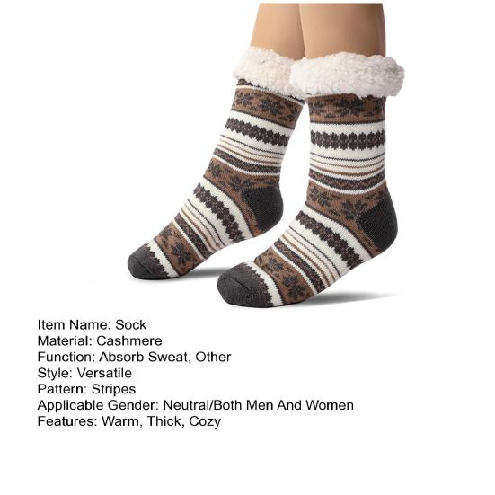 Ультратолстые кашемировые носки-тапочки, зимние теплые пушистые домашние носки с нескользящими силиконовыми вставками для женщин