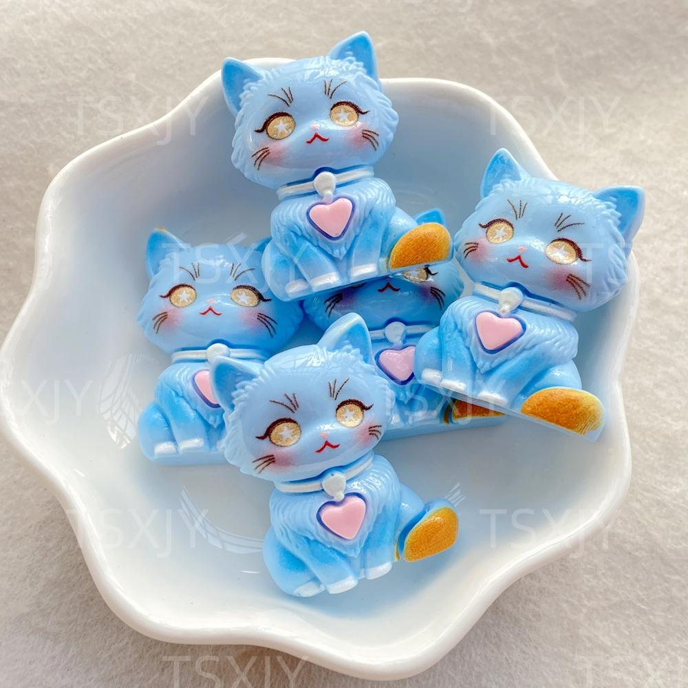 6 шт. Новый цветной милый мультяшный 3D животное котенок Плоская спинка Кабошон Камень Скрапбукинг DIY Декор Фигурки Поделки Аксессуары