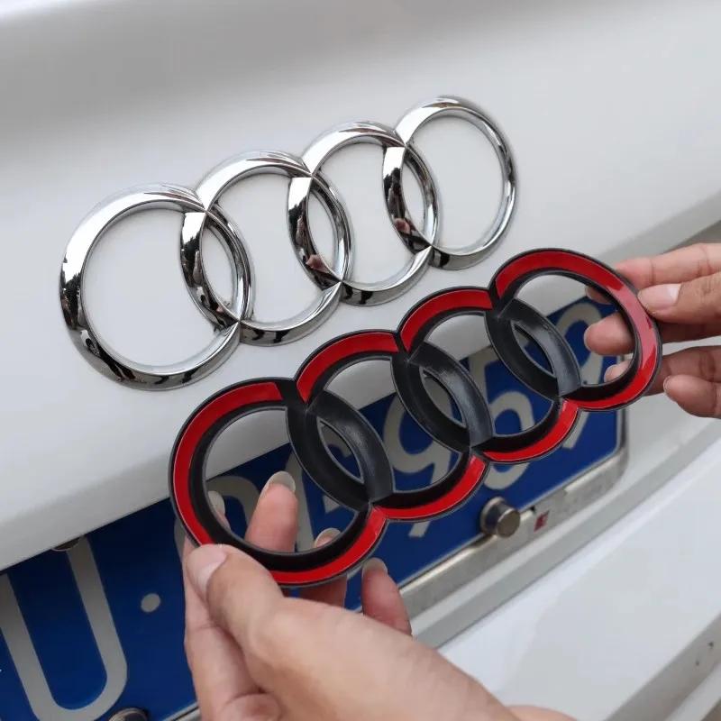 a2 silver/black ABS four ring emblem car front hood badge luggage compartment rear emblem sticker suitable for TTA3 A4 A5 A6 A