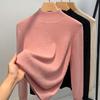 Knitted Sweater Women's New Women's Clothing Semi-turtleneck Sweater Warm Inside with Solid Color Waist Top