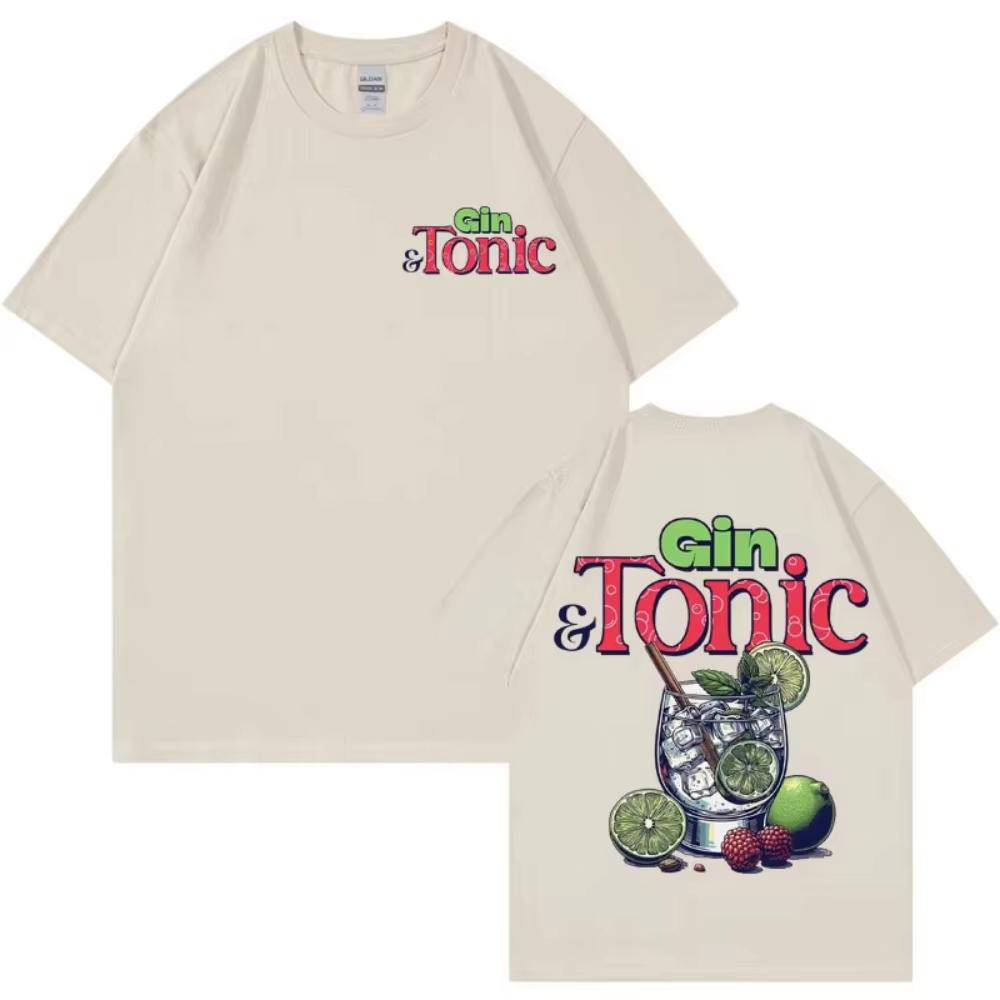 2026 Unisex Retro Cartoon Aesthetic T Shirts Gin And Tonic Meme T Shirt Unisex Summer Fashion Funny Cocktail Meme Graphic Tshirt