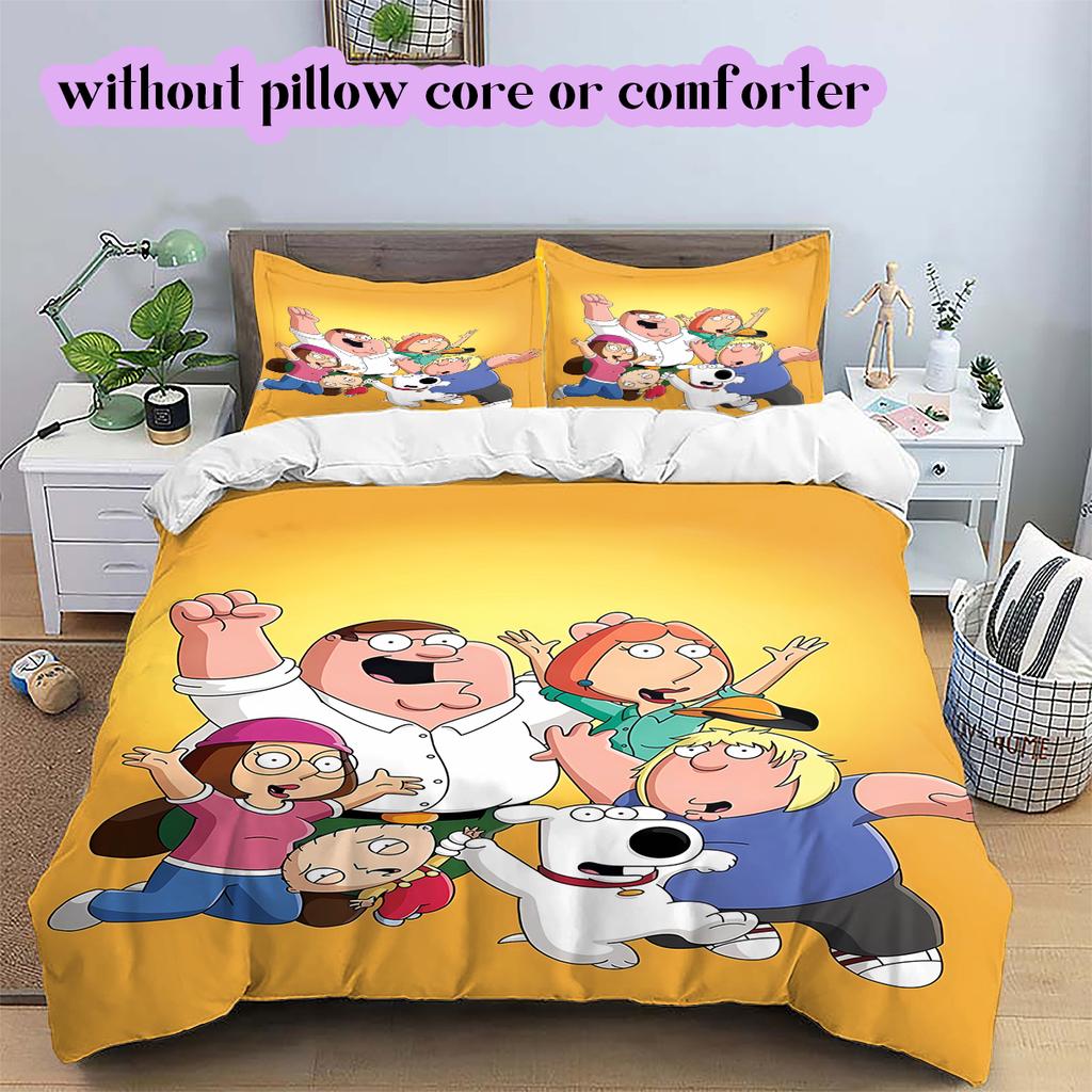 Family Guy character Pattern Bedding Quilt Set Quilt Cover Pillowcase Home Decoration Birthday Gift (1*duvet cover+ 2*pillowcase, without core)