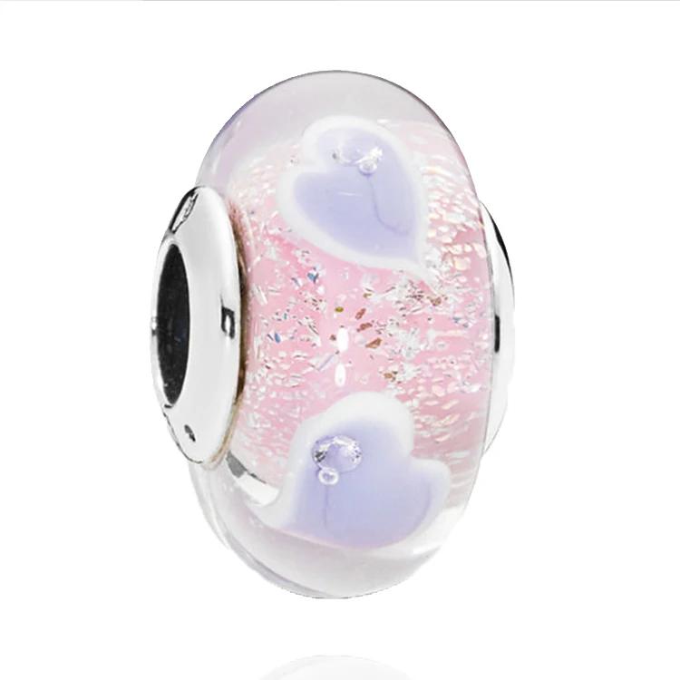 Новые оригинальные медные бусины-шармы из муранского стекла в виде цветка и листа, космическая радуга, для браслета, сделай сам, женские ювелирные изделия, подарок