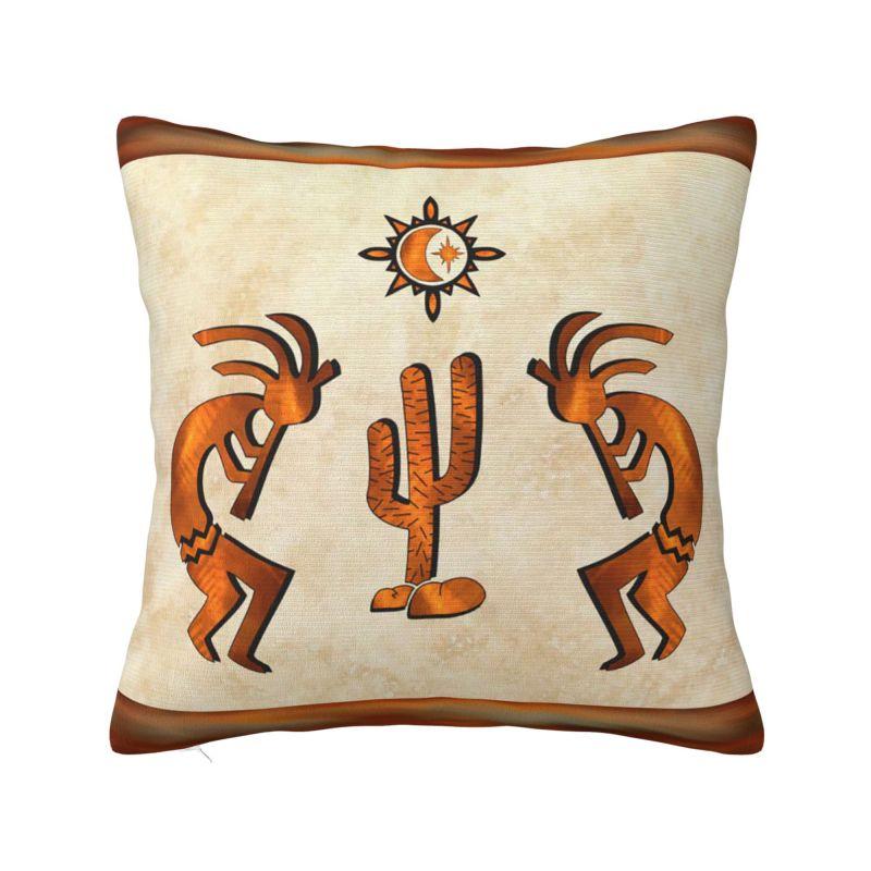 African Tribal American Kokopelli Throw Pillow Case Bedroom Decoration Cushions Cover For Sofa Chair Square Polyester Pillowcase
