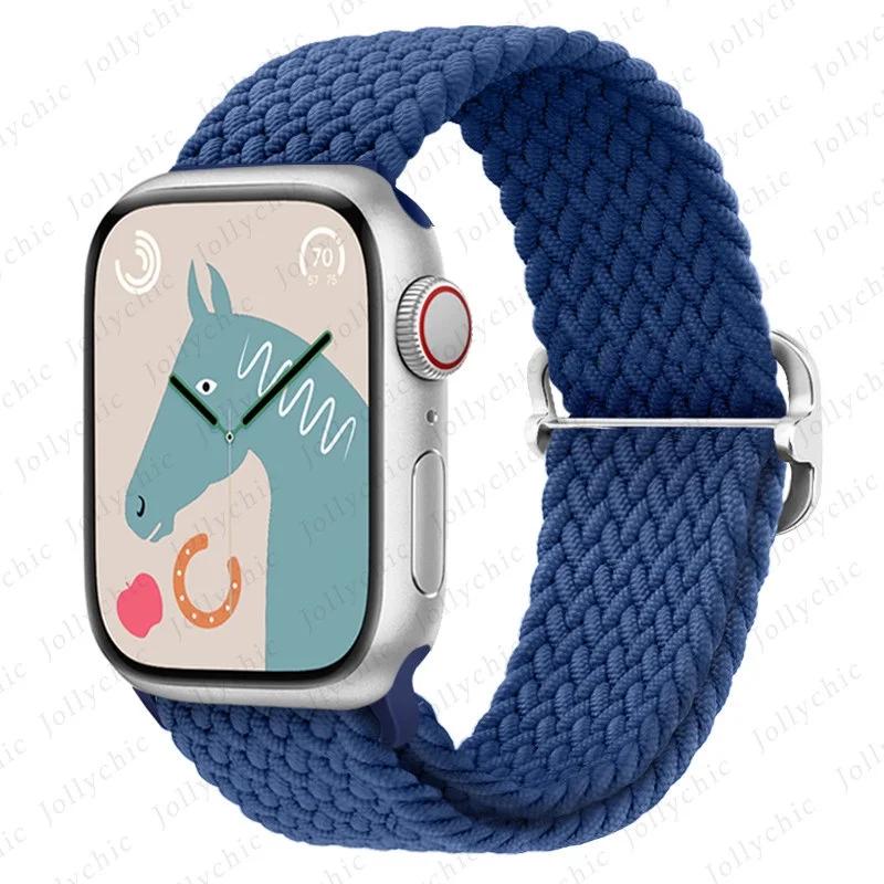Плетеная петля для ремешка Apple Watch 44 мм 40 мм 45 мм 41 мм 42 мм 38 мм 49 мм эластичный соло-браслет IWatch Series 7 Se 3 6 Ultra 8 Band
