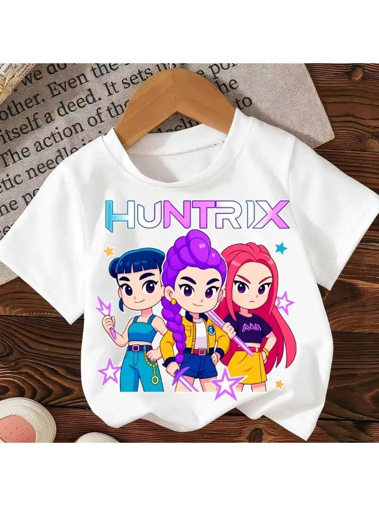 2026 Hot Movie MIRA Cartoon Print Girls' and Boys' T-shirt - Casual Baby Fashion Print Short Sleeve Gift Tops