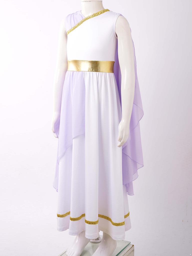 Детский греческий костюм для девочек, римское платье, платье-тога в Древней Греции, Рим, Хэллоуин, карнавальное нарядное платье принцессы