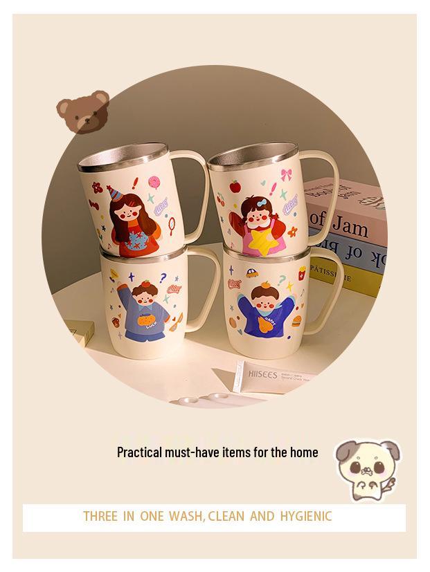 Причудливый семейный стакан из нержавеющей стали с мультяшным дизайном для зубных щеток