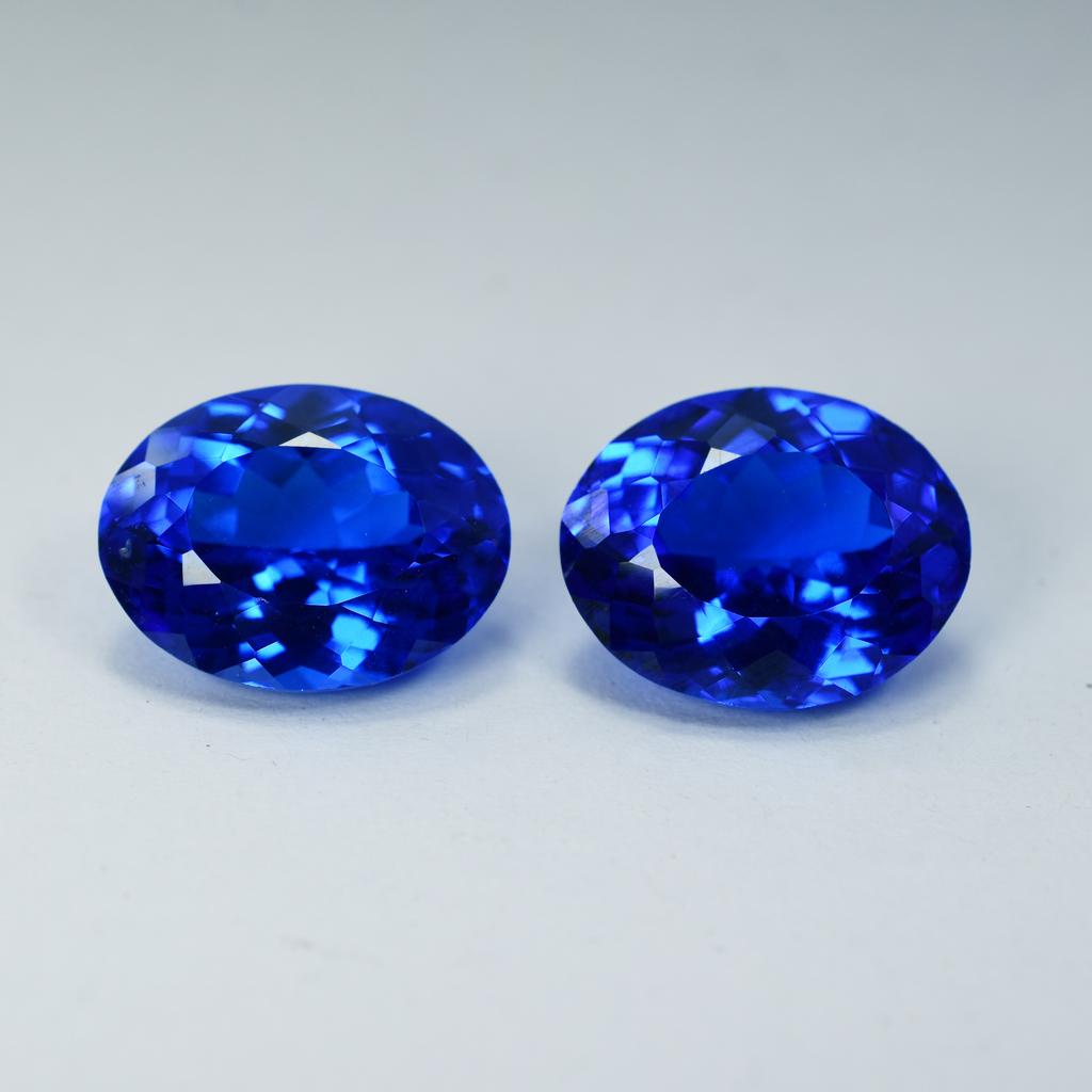 Natural Blue Tanzanite Loose Gemstone 25.90 ct Oval Shape Pair for Jewelry Making and Crafts
