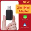New Wired To Wireless CarPlay and Android Auto 2 In 1 Mini Adapter 5GHz WiFi5 for 99% Original Wired CarPlay/Auto Cars