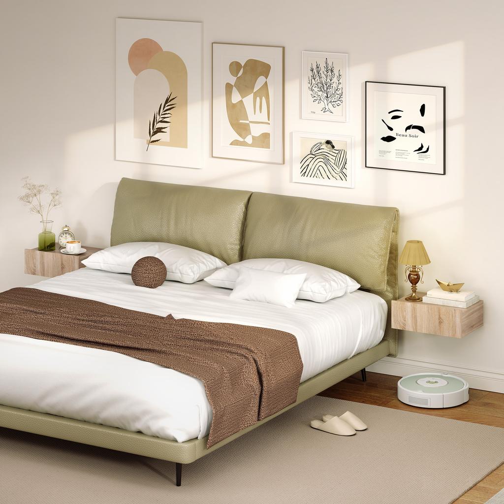 Set Of 2 Wall Mounted Nightstands Floating Bedside Tables With Sliding Drawer 40 X 30 X 15 Cm Oak