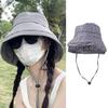Casual Plaid Sun Hats Summer Fisherman Hat Fashion Drawstring Bucket Hats  Outdoor