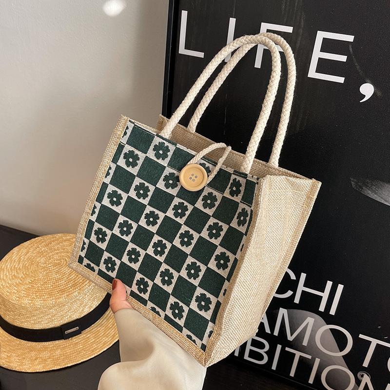 Льняная сумка-тоут с подарками, маленькая, свежая и универсальная, студенты выходят с сумками-ланч-боксами, женские ретро-сумки из джутового холста