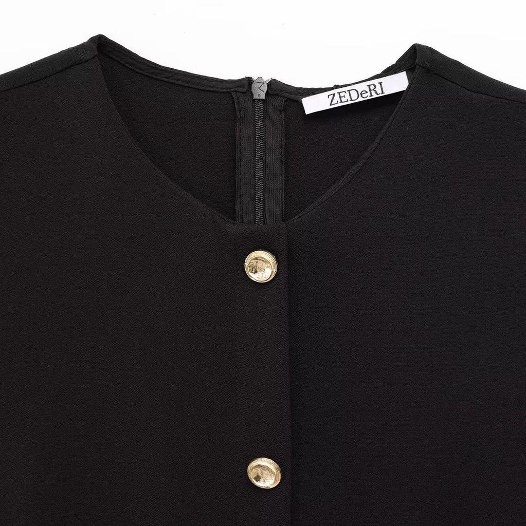 Весеннее миди-платье из крепа без рукавов с поясом 2025: Европейско-американский стиль