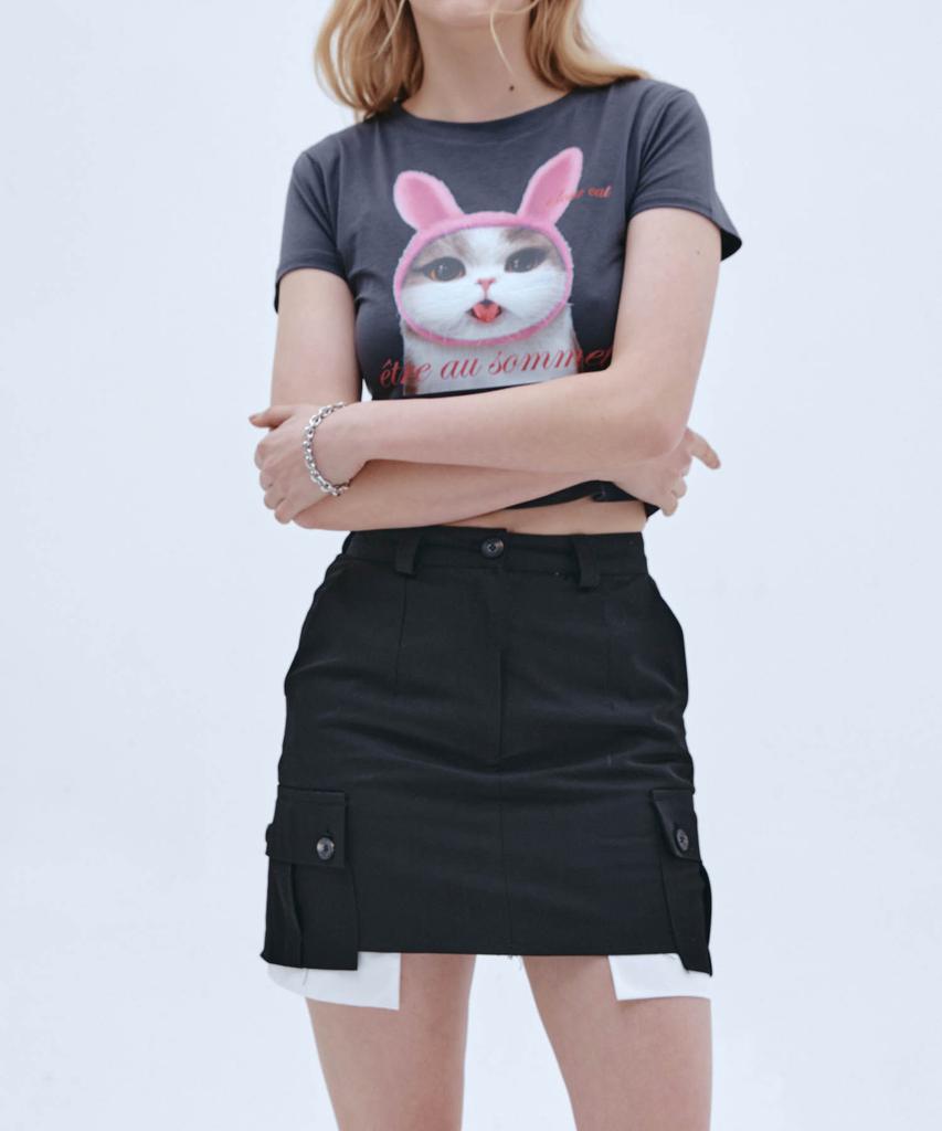 Etosome Cargo Pocket Skirt (Black)