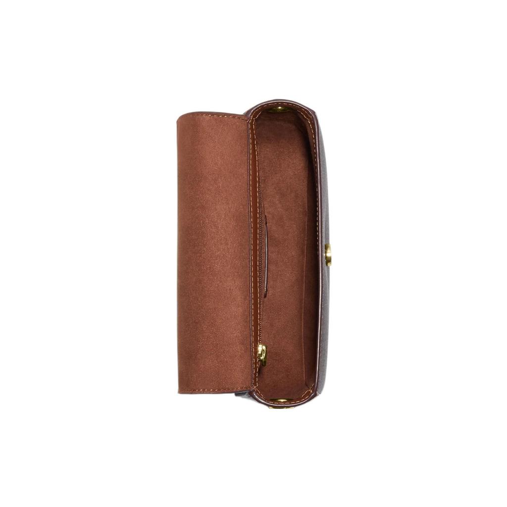 Coach Gemma 18 Классический принт Monogram Украшенный камнями Застежка-кнопка Сумка через плечо на цепочке из покрытого холста и гладкой кожи Маленькая CE623-IMOSN