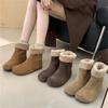 Women's Casual Winter Chunky Platform Snow Boots Non-Slip Faux Suede Walking Short Booties Shoes Comfortable Warm Faux Fur Lined Ankle Boots for Women