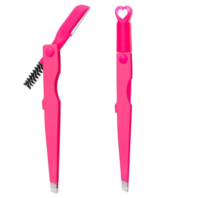 Pinky Leem Custom Private Logo Grip Eyebrow Tweezers Black Pink Thick Metal Stainless Steel Brow Tweezers
