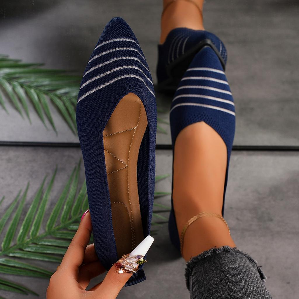 Fashion Women Flats 2024 New Spring and Autumn Shoes for Women Beautiful Color Knitted Elastic Comfortable Soft Flat Sneakers Women