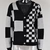 Осенне-зимний женский трикотаж в клетку, вязаный кардиган большого размера