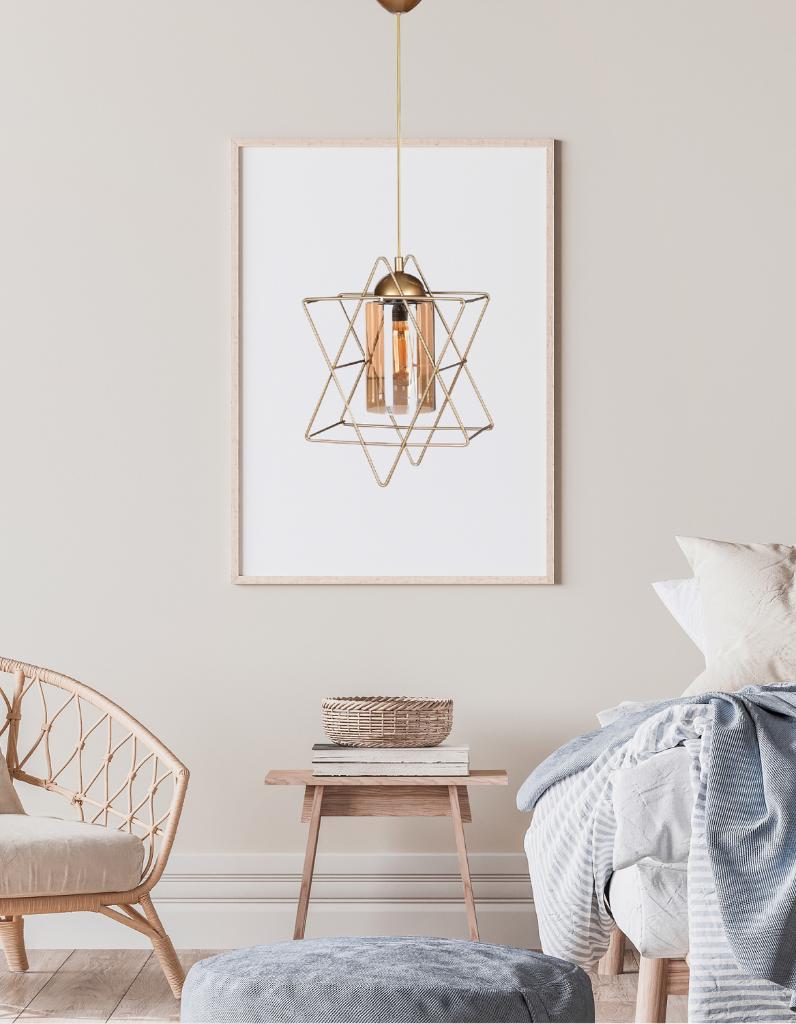 Davut Yıldızı Şekilli Metal Tekli Mika Siperli Eskitme Sarkıt Avize Mutfak Hol Antre