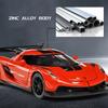 Масштаб 1/32 Koenigsegg Jesko, модель автомобиля из цинкового сплава, со светом, звуком и откидным литьем под давлением, игрушки, коллекции подарков, украшения для мальчиков