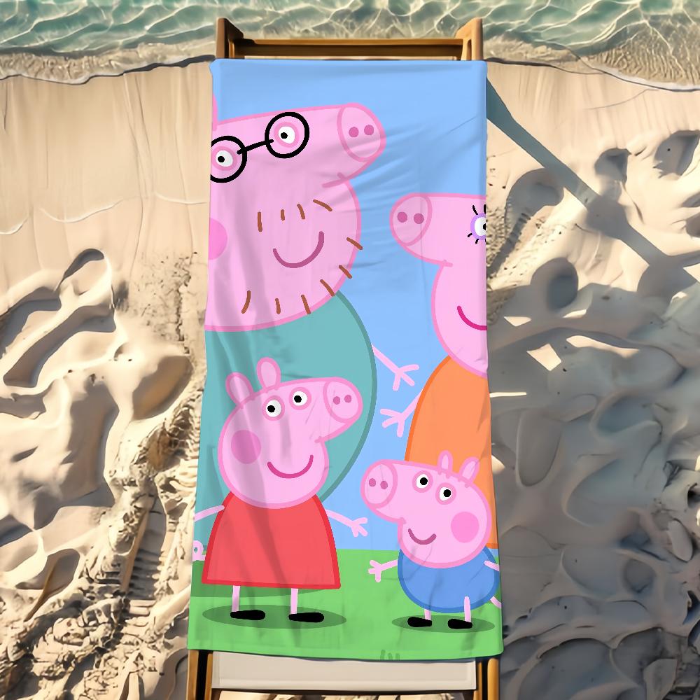 Cartoon P-Peppa Towel P-Pig Beach Towel Travel Lightweight Skin Friendly for Pool Beach Camping Cruise Summer